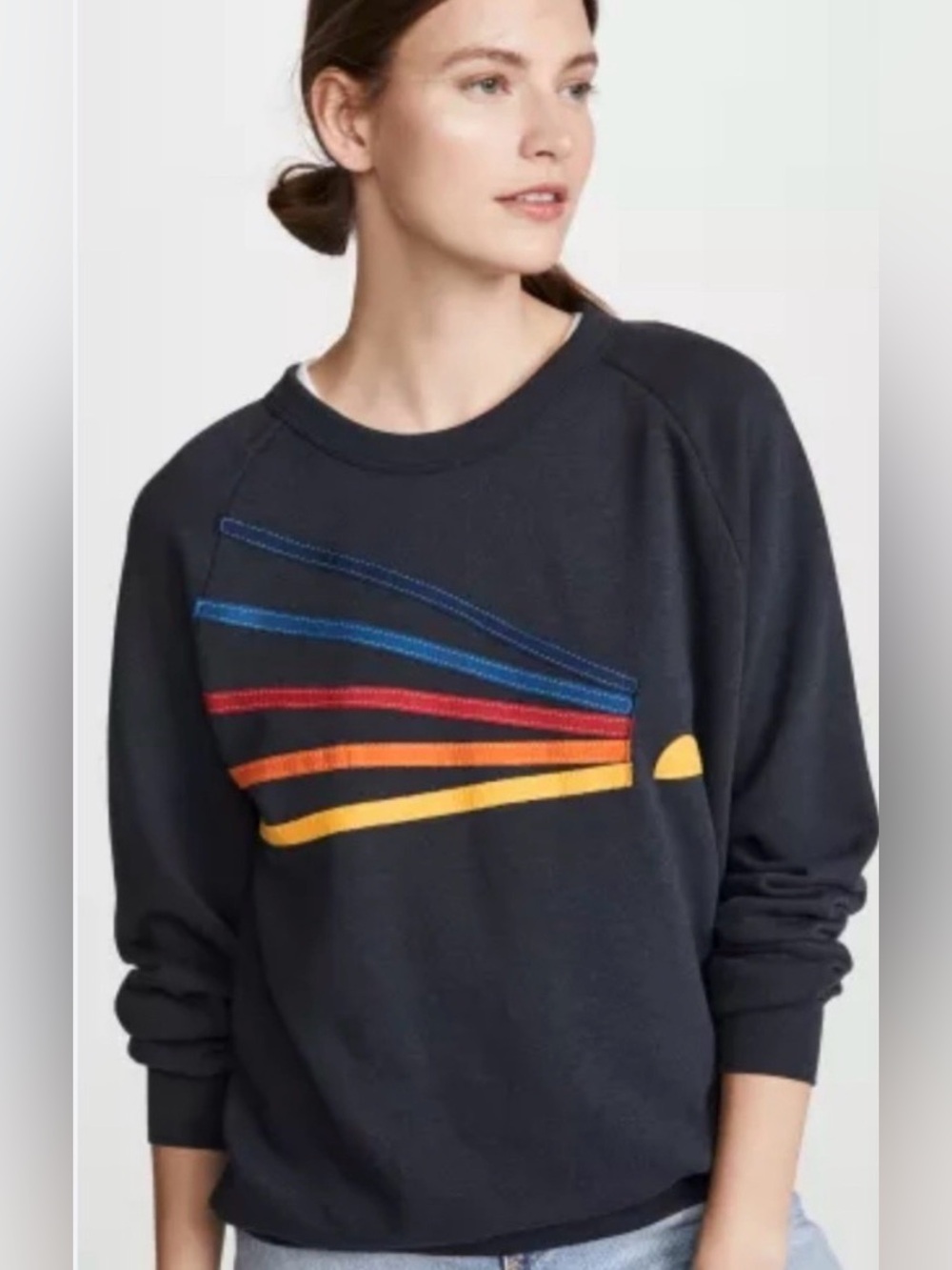 Aviator Nation Daydream Navy Rainbow Crewneck Sweatshirt Small NWT